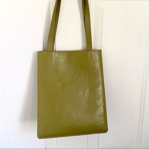 Baggu Green Spanish Moss Medium Leather Retail Tote - shoulder bag